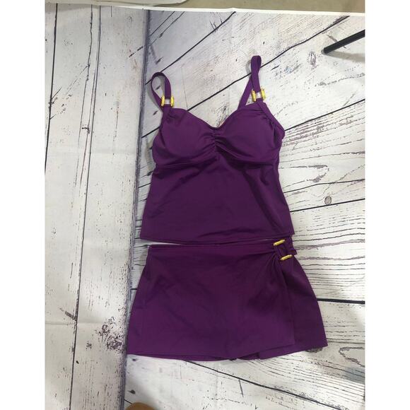 Lands End Tankini & skort set purple With gold accents color size 4 - Picture 2 of 12